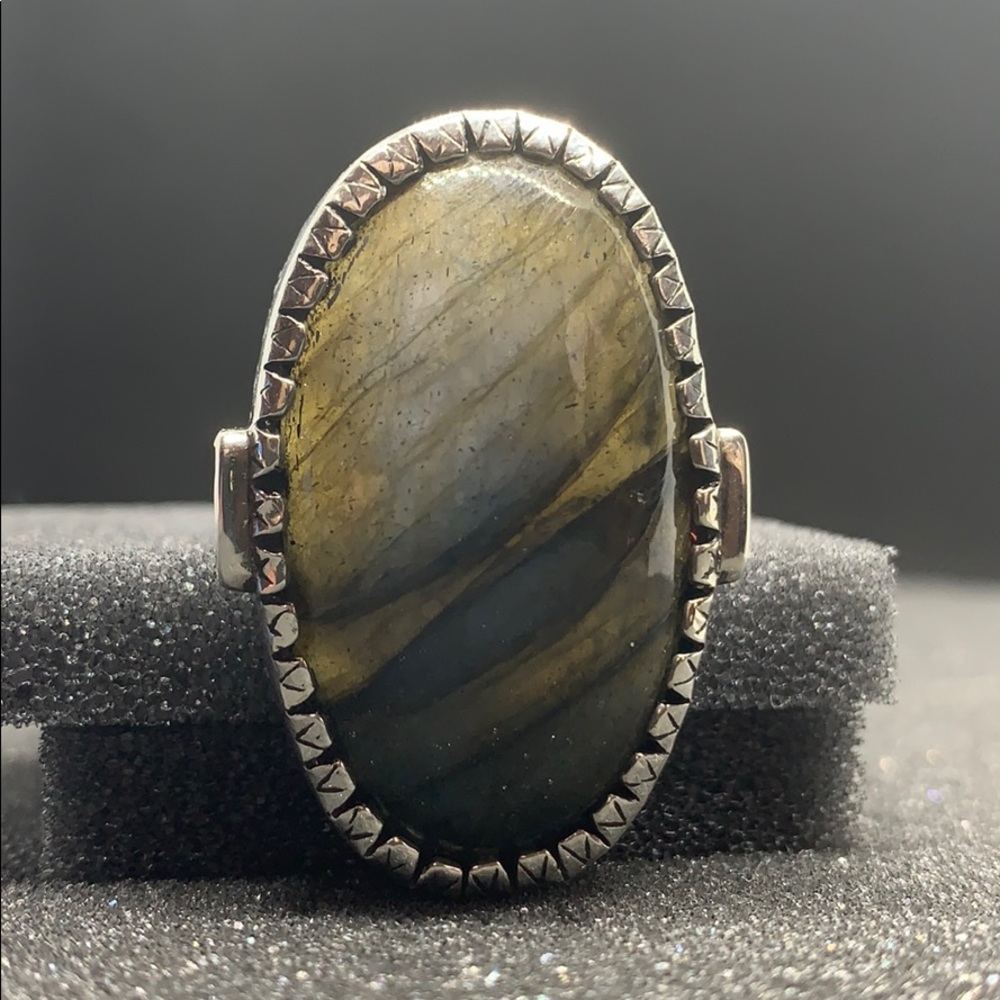 Carol Brodie Labradorite & Garnet SS Ring
